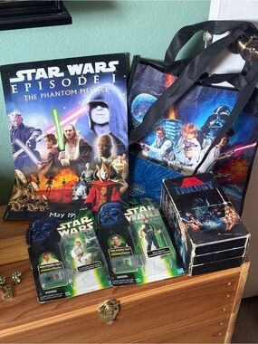 Star Wars Vintage Lot Poster Bags VHS Han Solo Luke Skywalker 6pc +2 Free Tees